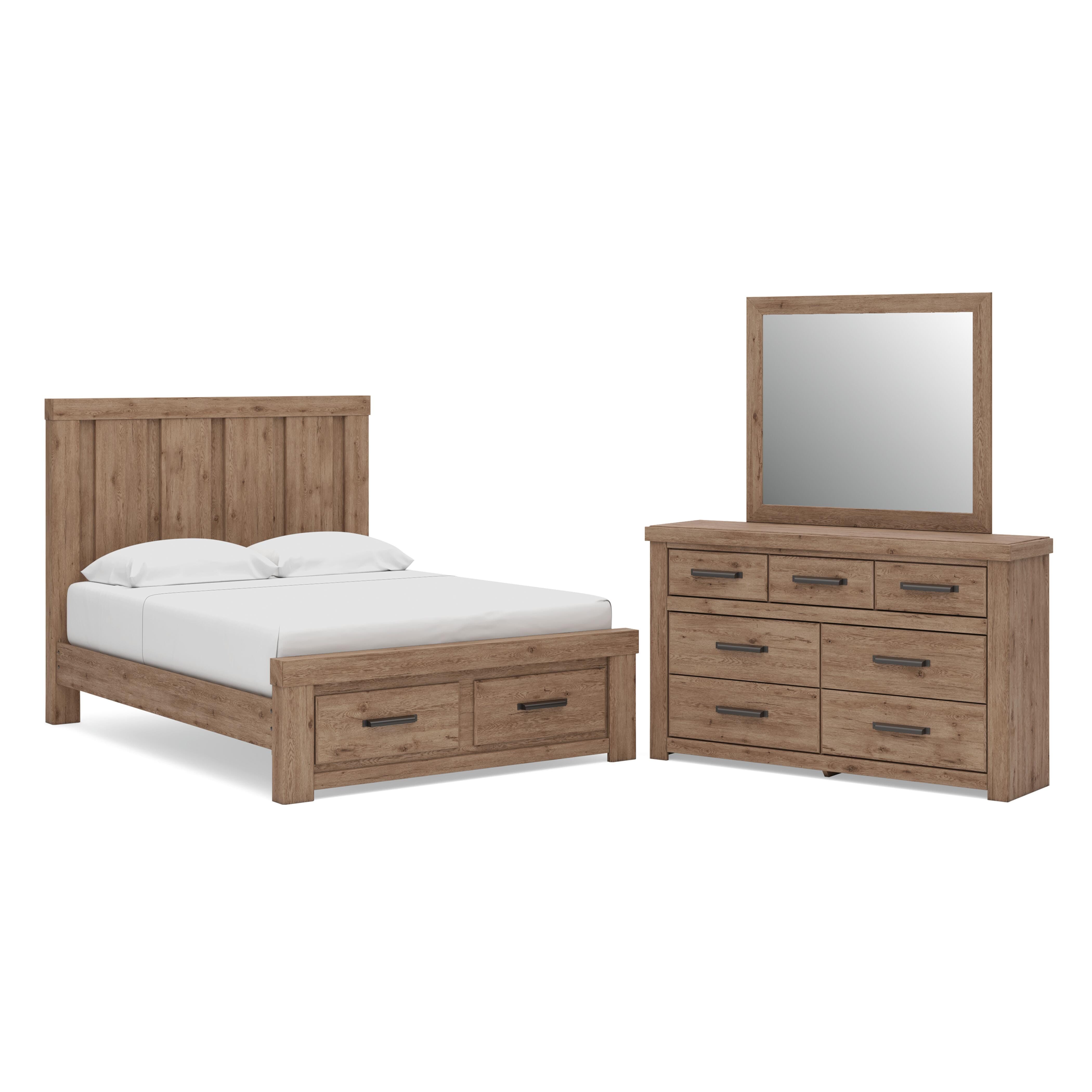 Oliandon Queen Panel Storage Bed, Dresser and Mirror