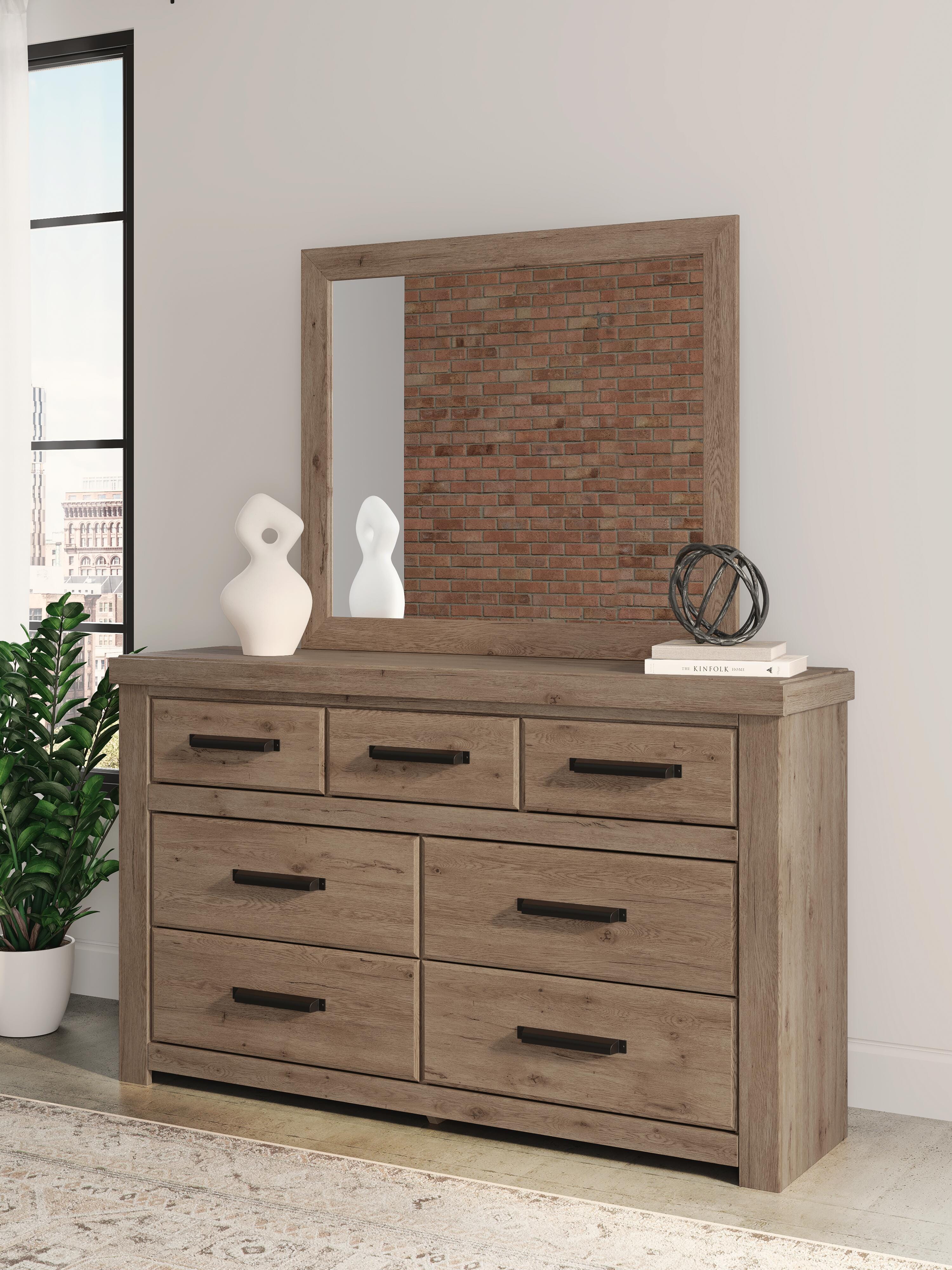 Oliandon Queen Panel Storage Bed. Dresser, Mirror and Nightstand