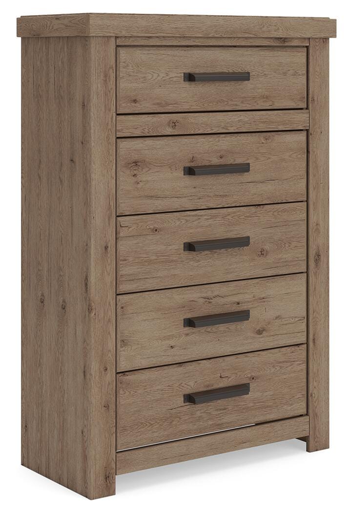 Oliandon Queen Panel Storage Bed, Dresser, Mirror, Chest and Nightstand