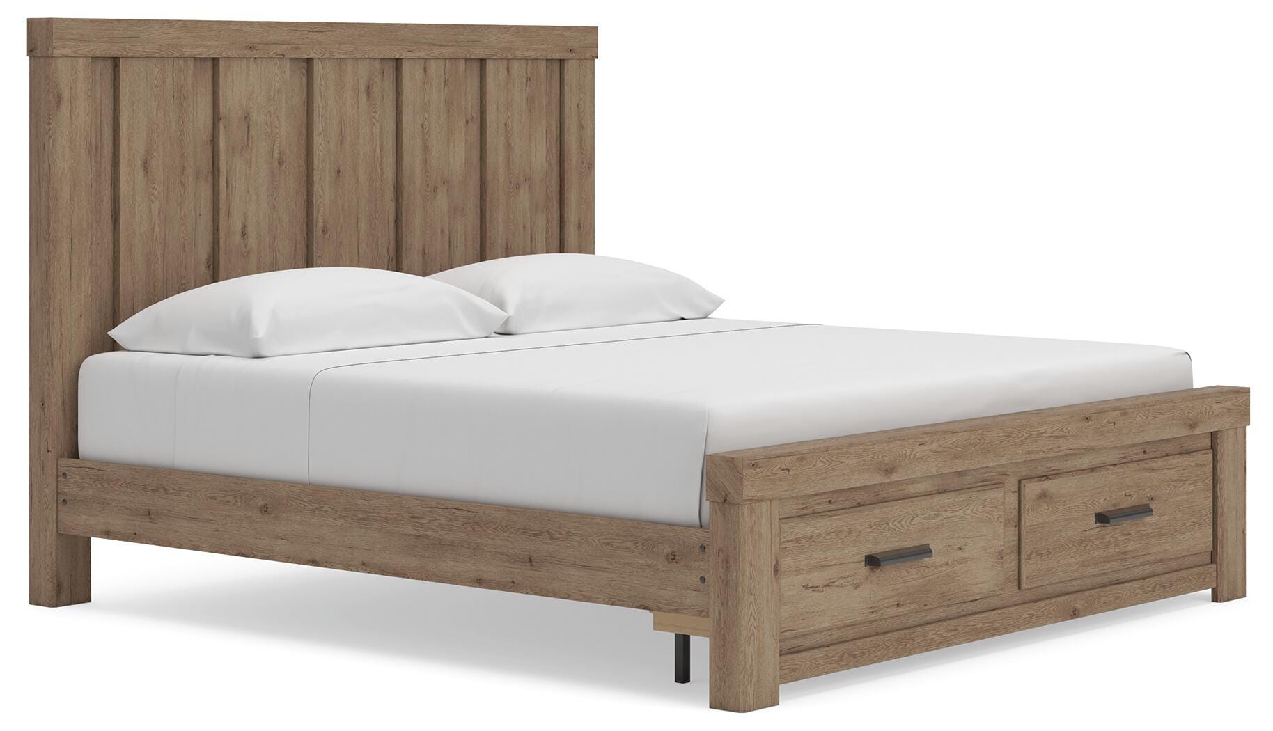 Oliandon King Panel Storage Bed. Dresser, Mirror and Nightstand