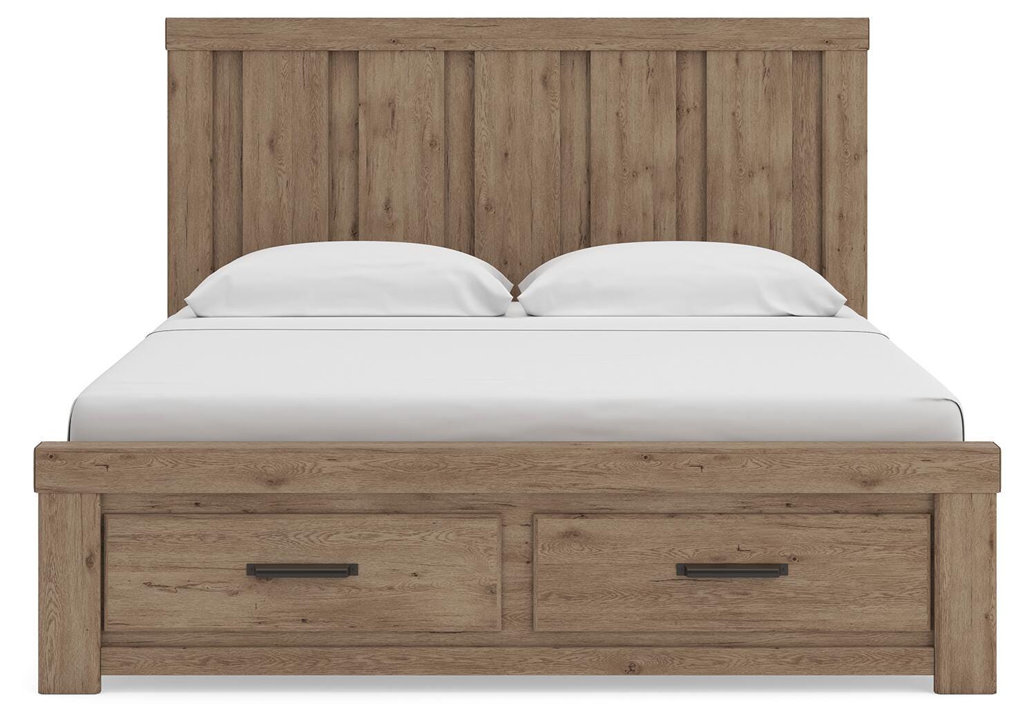 Oliandon King Panel Storage Bed. Dresser, Mirror and Nightstand