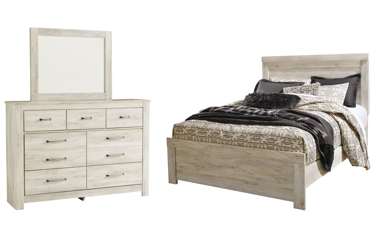 Bellaby Queen Panel Bed with Mirrored Dresser
