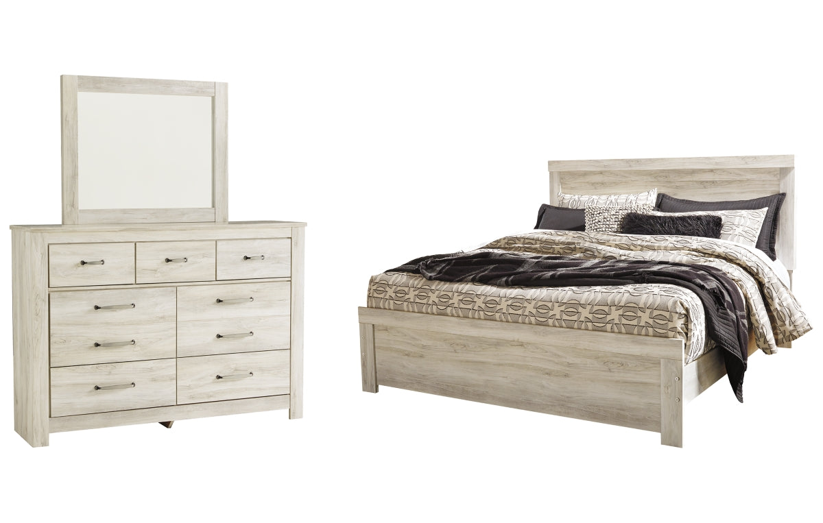 Bellaby King Panel Bed with Mirrored Dresser