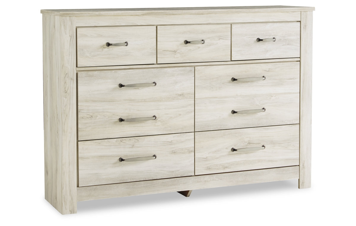 Bellaby King Platform Bed with 2 Storage Drawers with Mirrored Dresser and Nightstand