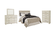 Bellaby Queen Panel Headboard with Mirrored Dresser and Chest