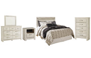 Bellaby Queen Panel Headboard with Mirrored Dresser, Chest and Nightstand