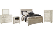 Bellaby Queen Panel Bed with Mirrored Dresser, Chest and Nightstand