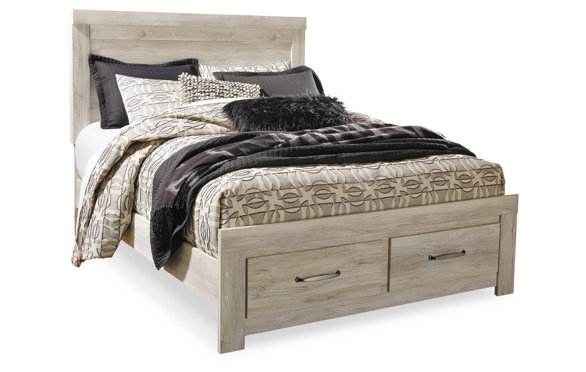Bellaby Queen Platform Bed with 2 Storage Drawers with Mirrored Dresser and Nightstand