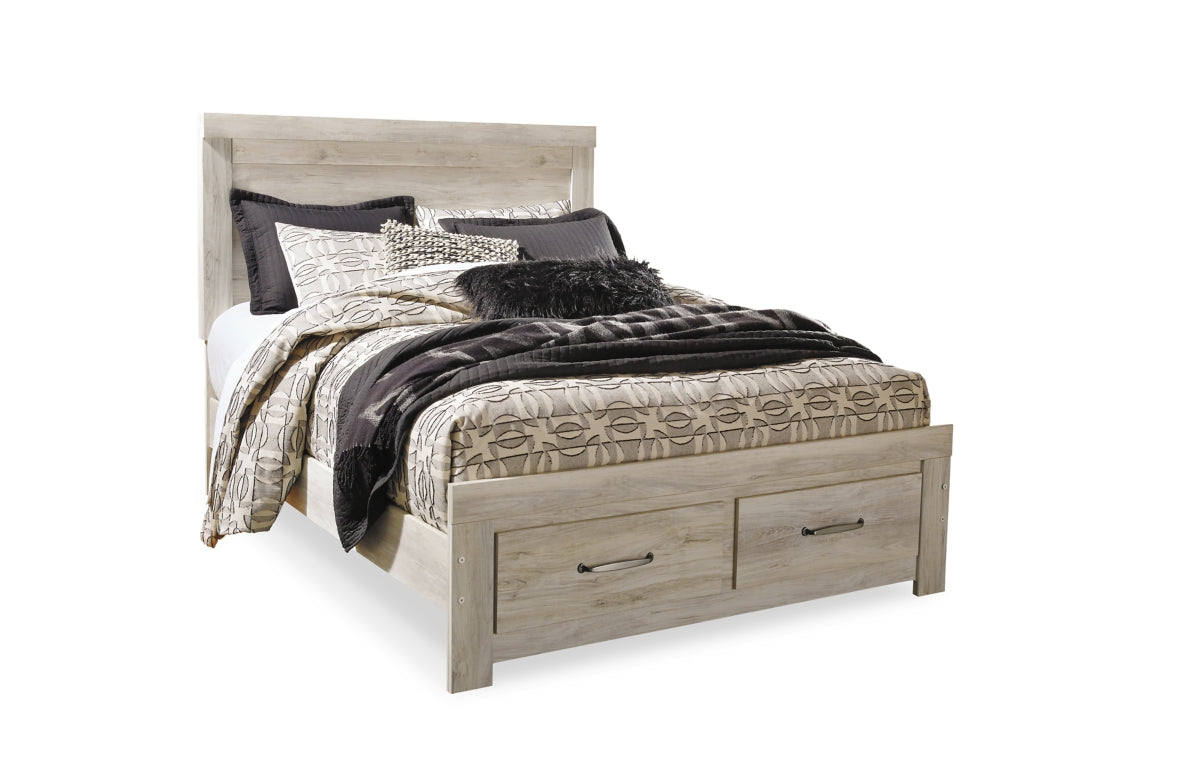 Bellaby Queen Platform Bed with 2 Storage Drawers with Mirrored Dresser and Chest