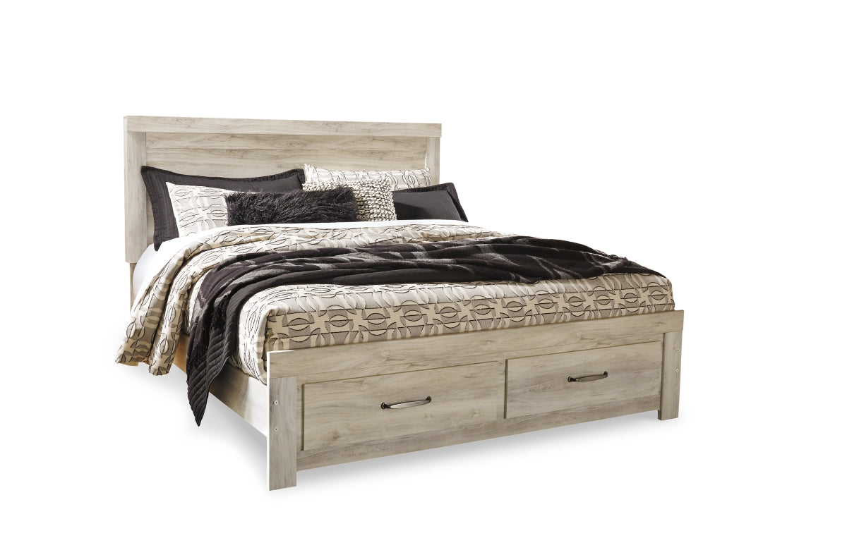 Bellaby King Platform Bed with 2 Storage Drawers with Mirrored Dresser, Chest and Nightstand