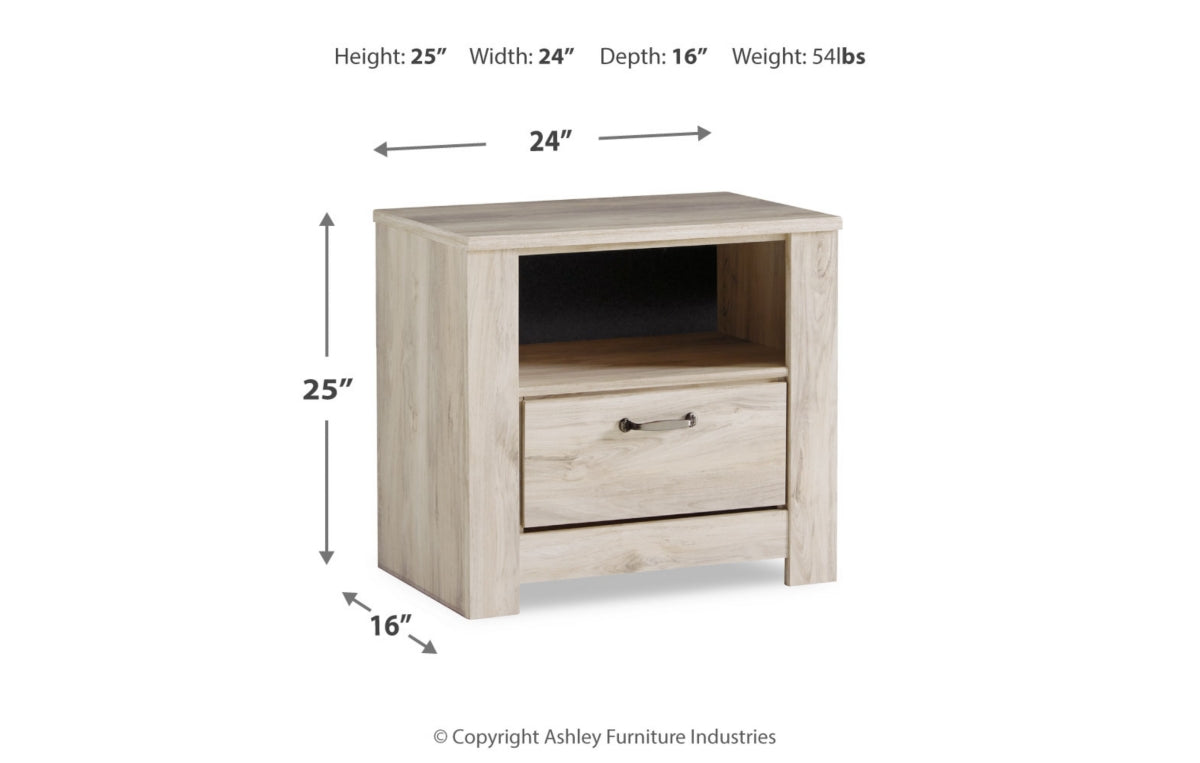 Bellaby King Platform Bed with 2 Storage Drawers with Mirrored Dresser and Nightstand