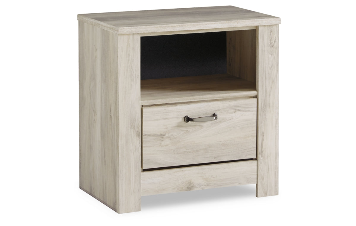 Bellaby King Platform Bed with 2 Storage Drawers with Mirrored Dresser and Nightstand