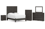 Fraluna Queen Panel Bed with Mirrored Dresser, Chest and Nightstand