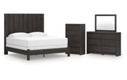 Fraluna King Panel Bed with Mirrored Dresser and Chest
