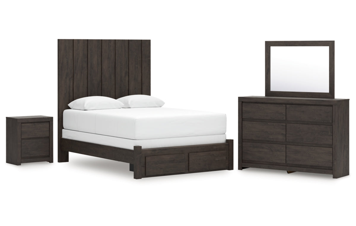 Fraluna Queen Panel Storage Bed, Dresser, Mirror and Nightstand