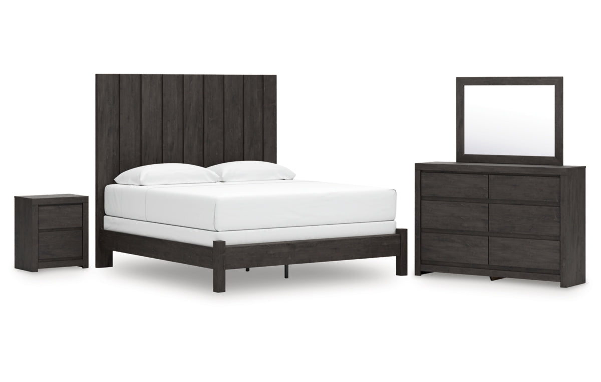 Fraluna King Panel Bed, Dresser, Mirror and Nightstand