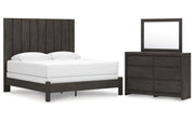 Fraluna King Panel Bed with Mirrored Dresser