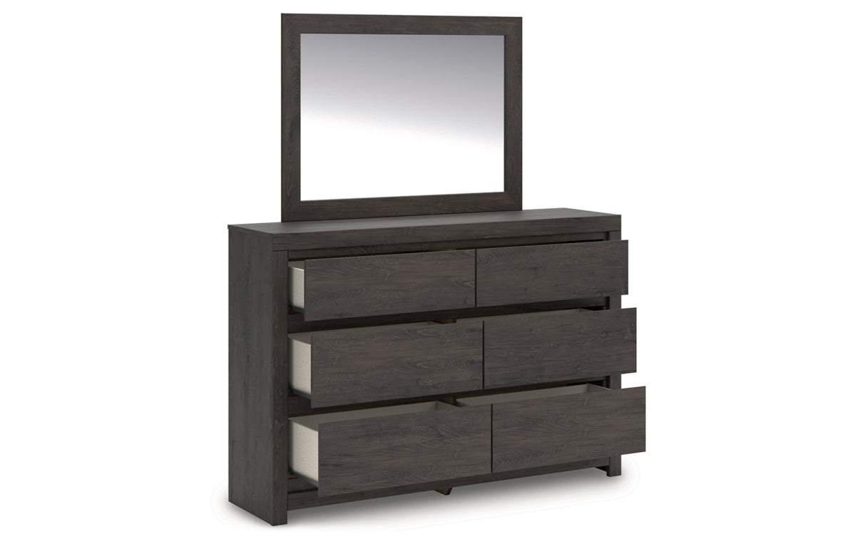 Fraluna King Panel Storage Bed, Dresser, Mirror, Chest and Nightstand
