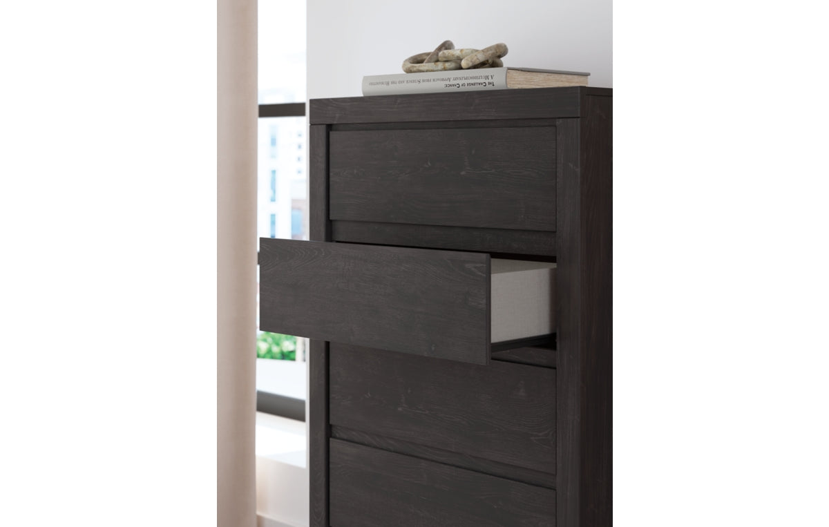 Fraluna Queen Panel Storage Bed, Dresser, Mirror and Chest