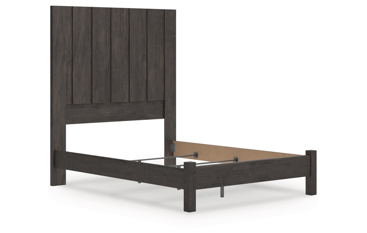 Fraluna Queen Panel Bed with Mirrored Dresser and Chest
