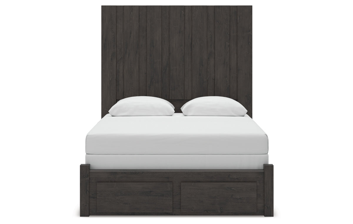 Fraluna Queen Panel Storage Bed with Mirrored Dresser and Chest