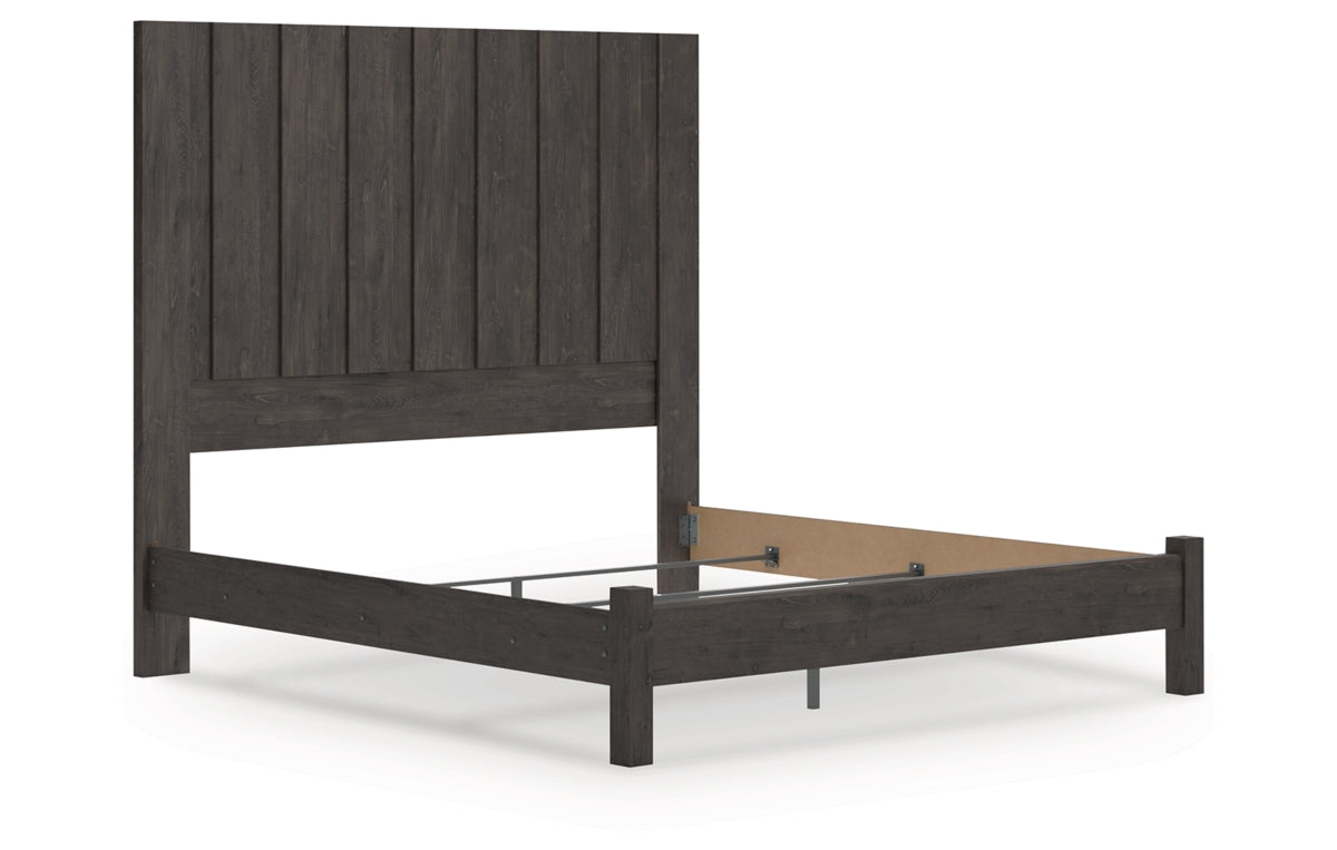Fraluna King Panel Bed with Mirrored Dresser, Chest and Nightstand