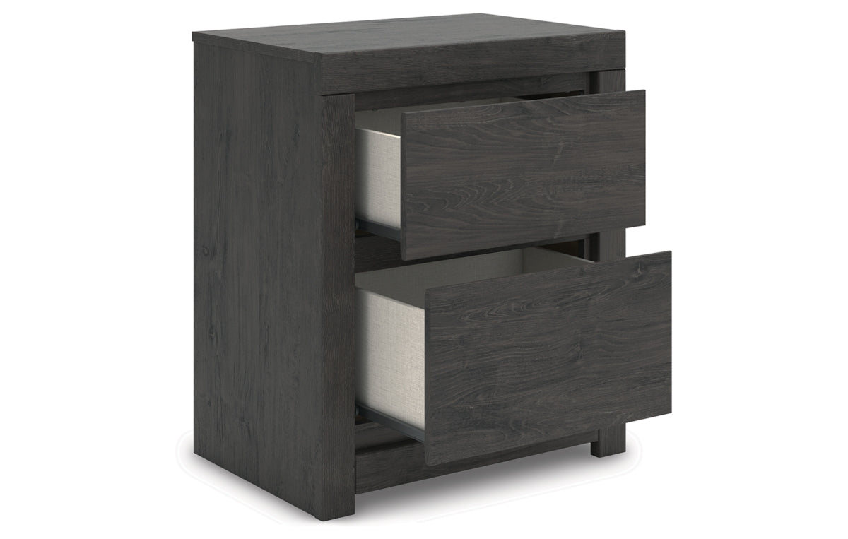 Fraluna King Panel Storage Bed with Mirrored Dresser, Chest and Nightstand