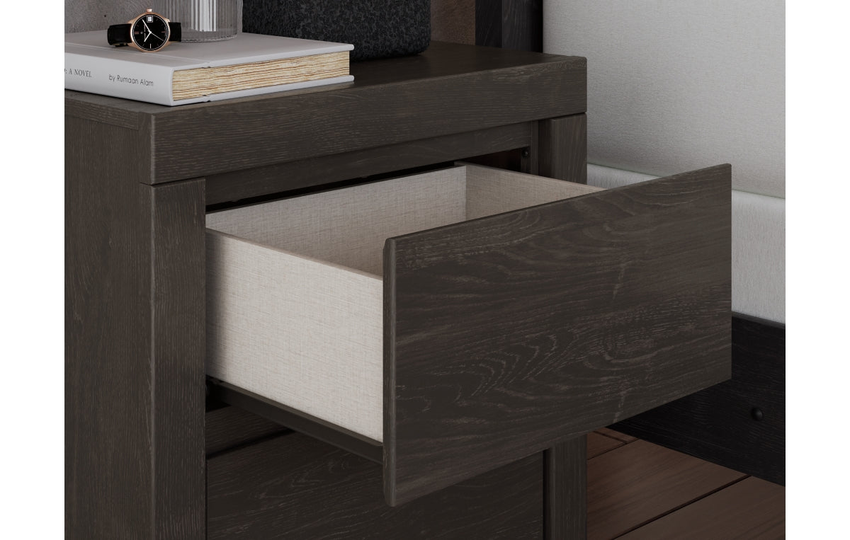 Fraluna King Panel Bed, Dresser, Mirror, Chest and Nightstand