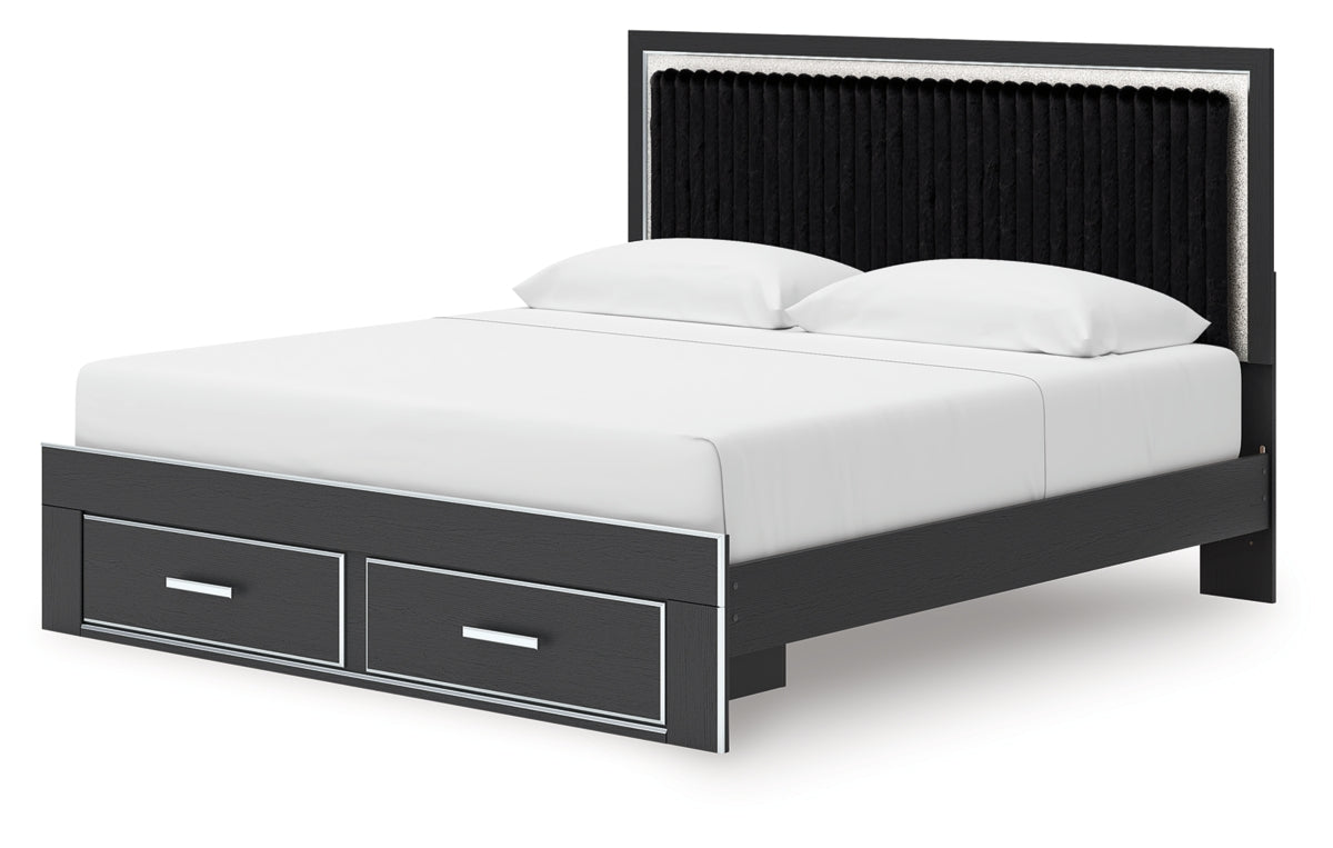Zuraleus King Upholstered Panel Platform Storage Bed