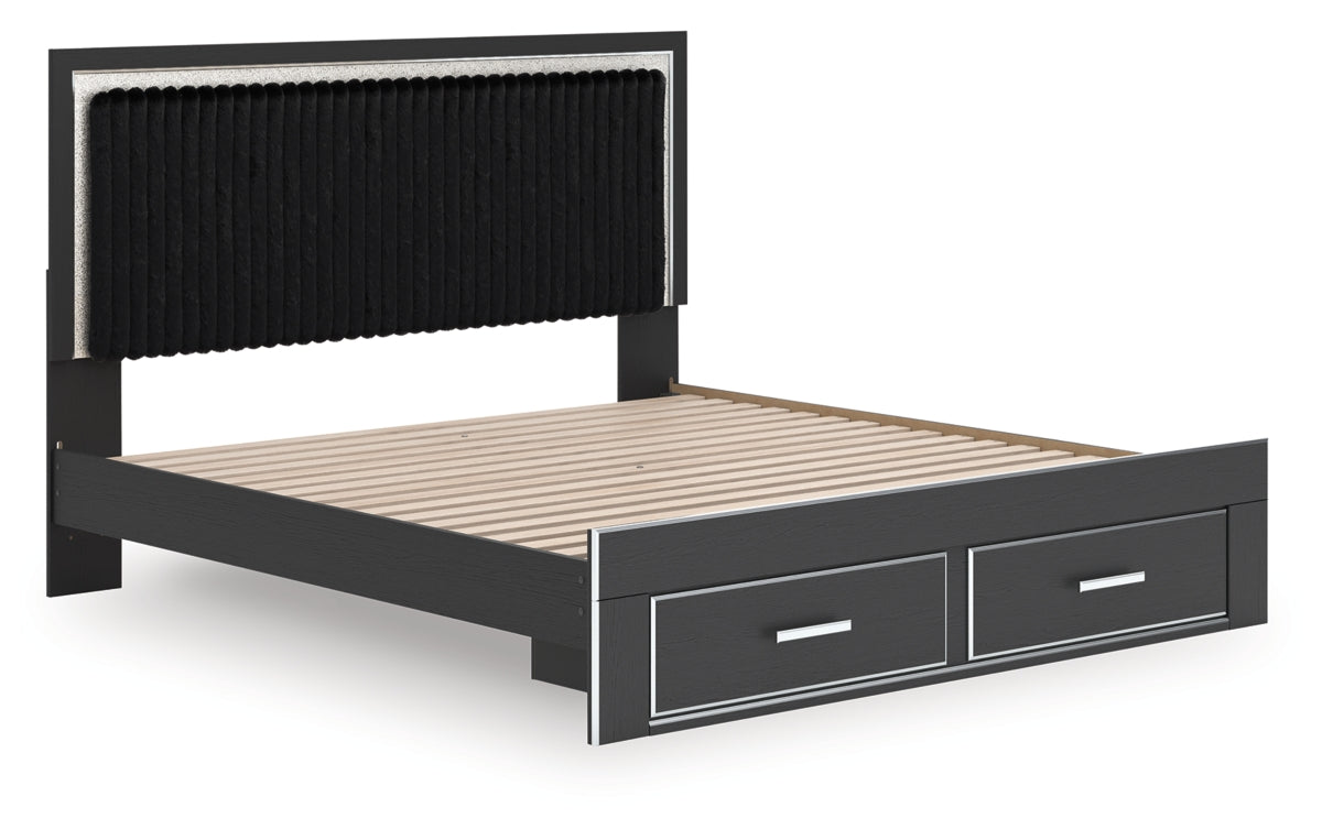 Zuraleus King Upholstered Panel Platform Storage Bed
