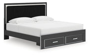 Zuraleus King Upholstered Panel Platform Storage Bed