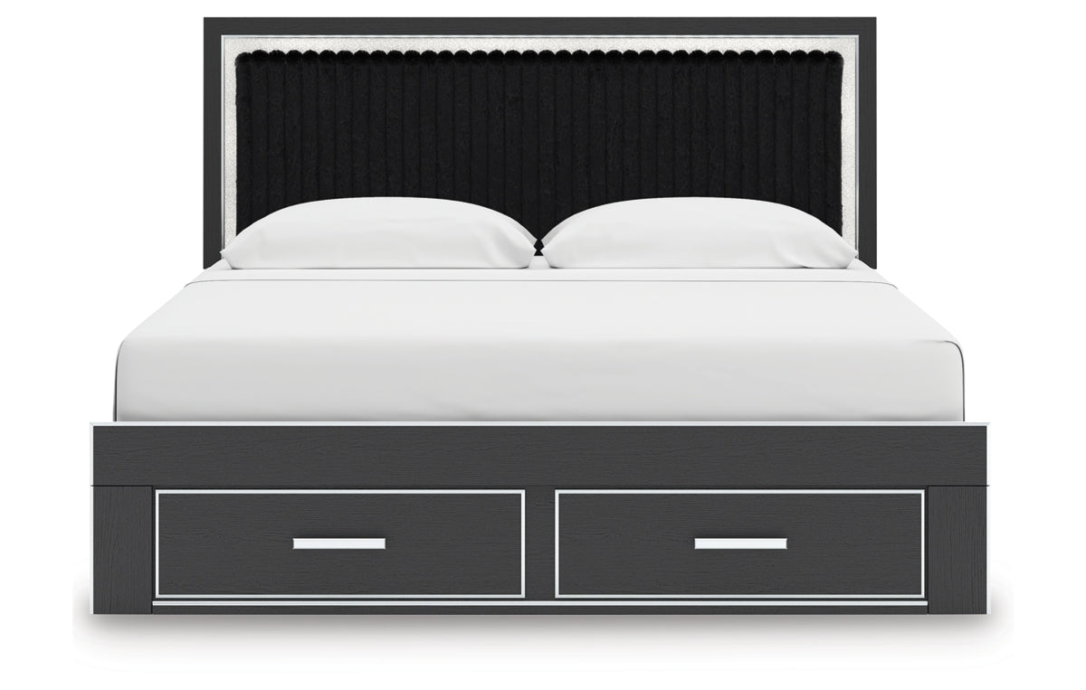 Zuraleus King Upholstered Panel Platform Storage Bed