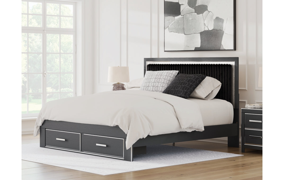 Zuraleus King Upholstered Panel Platform Storage Bed