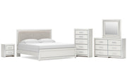 Zuraleus King Upholstered Panel Bed, Dresser, Mirror, Chest and Nightstand
