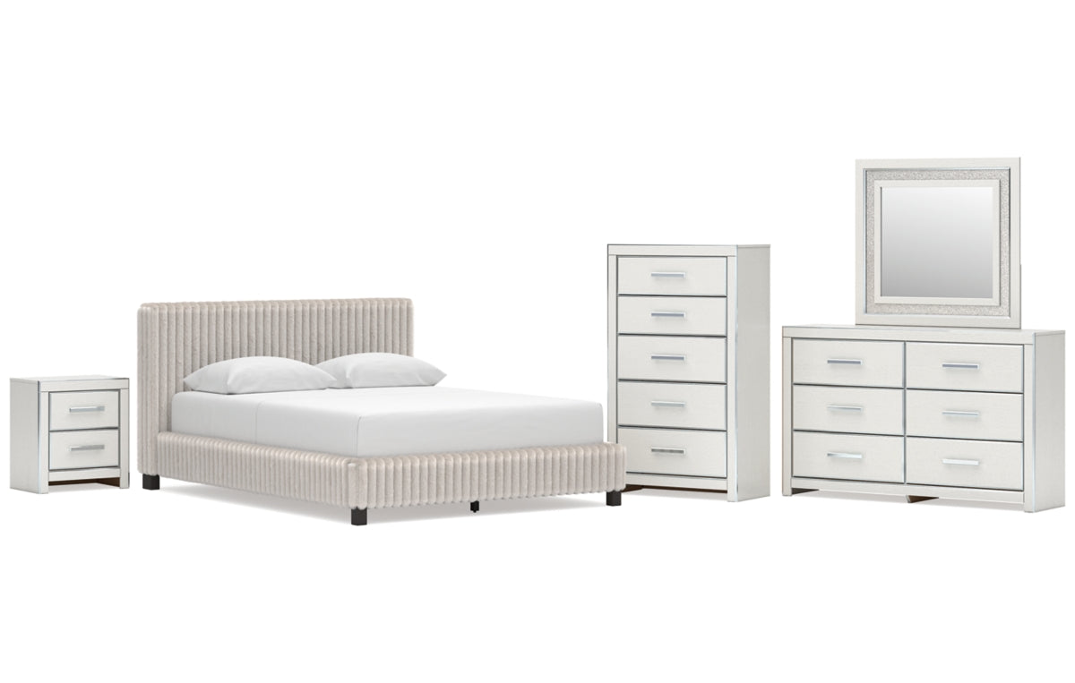 Zuraleus Queen Upholstered Bed, Dresser, Mirror, Chest and Nightstand