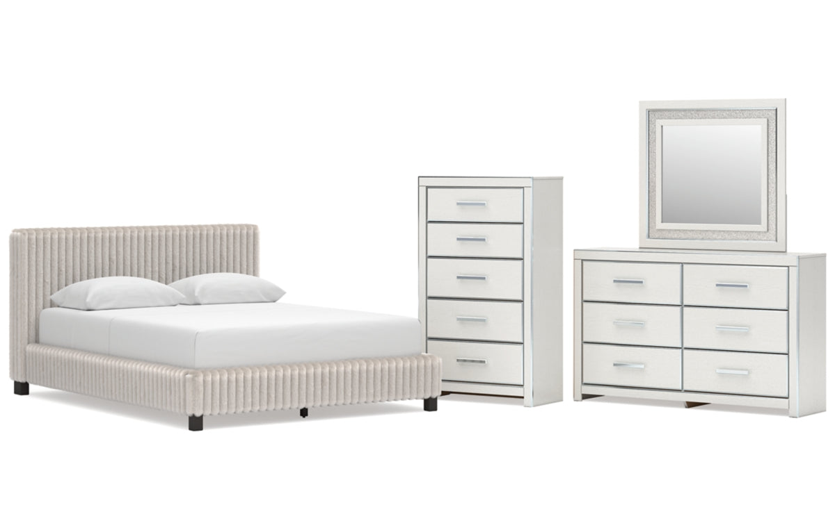 Zuraleus Queen Upholstered Bed, Dresser, Mirror and Chest