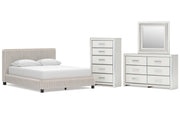 Zuraleus Queen Upholstered Bed, Dresser, Mirror and Chest