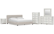 Zuraleus California King Upholstered Bed, Dresser, Mirror, Chest and Nightstand