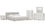 Zuraleus King Upholstered Bed, Dresser, Mirror, Chest and Nightstand