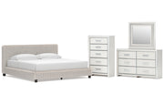 Zuraleus King Upholstered Bed, Dresser, Mirror and Chest
