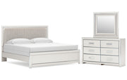 Zuraleus King Upholstered Panel Bed, Dresser and Mirror