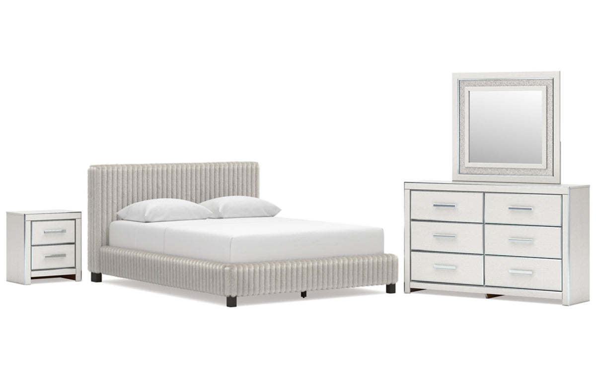 Zuraleus Queen Upholstered Bed, Dresser, Mirror and Nightstand