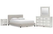 Zuraleus Queen Upholstered Bed, Dresser, Mirror and Nightstand