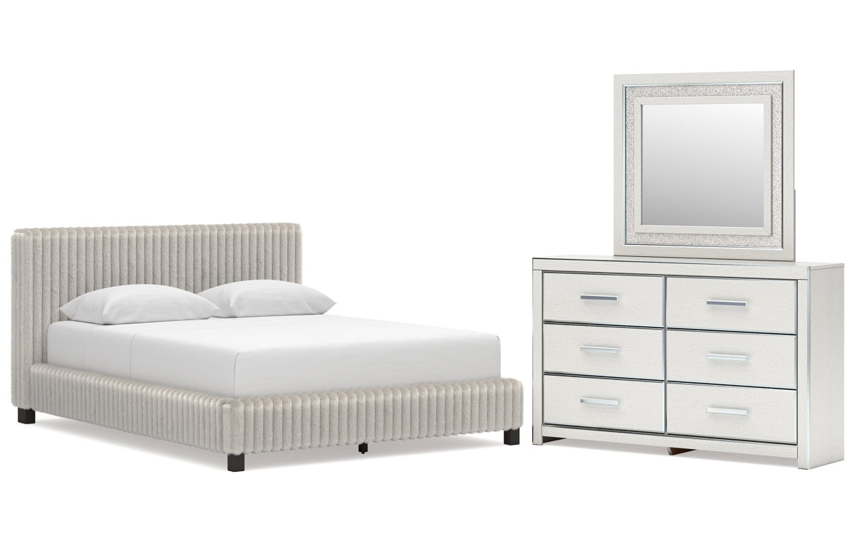 Zuraleus Queen Upholstered Bed, Dresser and Mirror