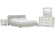 Zuraleus California King Upholstered Bed, Dresser, Mirror and Nightstand