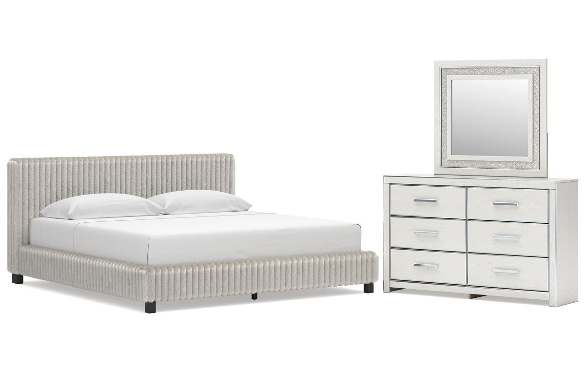 Zuraleus King Upholstered Bed, Dresser and Mirror