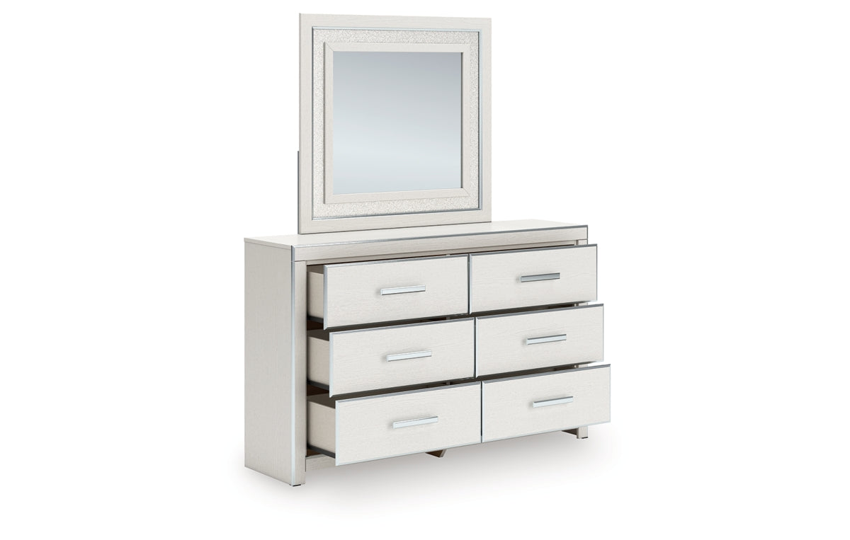 Zuraleus Queen Upholstered Panel Bed, Dresser, Mirror, Chest and Nightstand