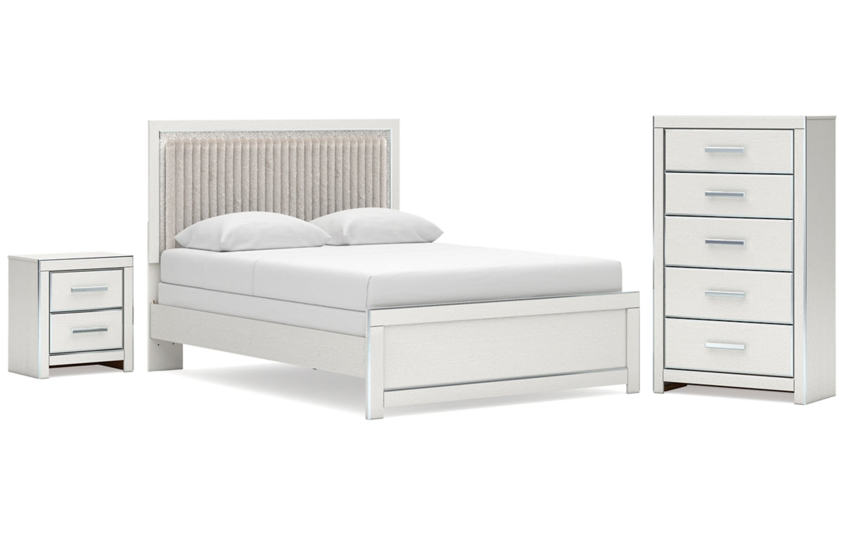 Zuraleus Queen Upholstered Panel Bed, Dresser, Mirror and Nightstand