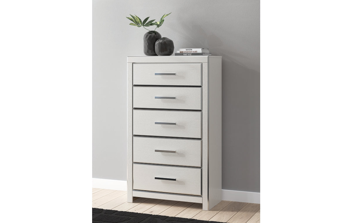 Zuraleus Queen Upholstered Panel Platform Bed, Dresser, Mirror and Nightstand