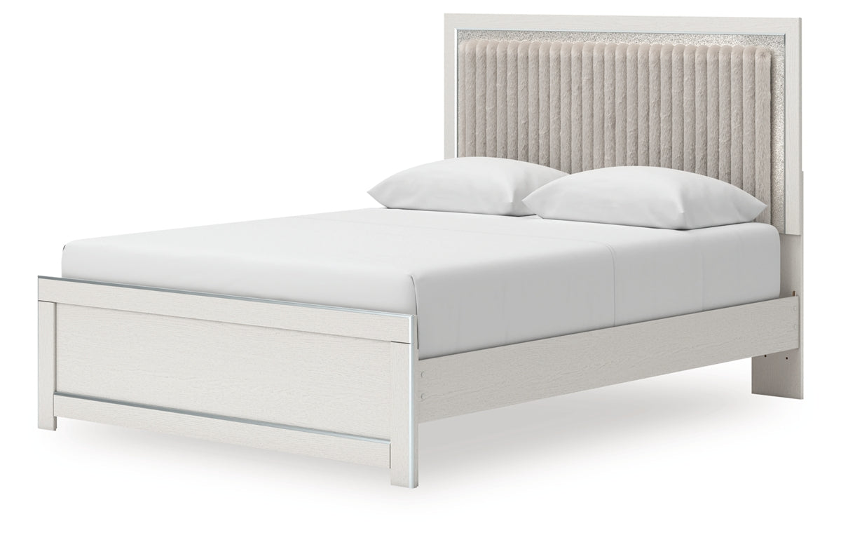 Zuraleus Queen Upholstered Panel Platform Bed, Dresser, Mirror, Chest and Nightstand